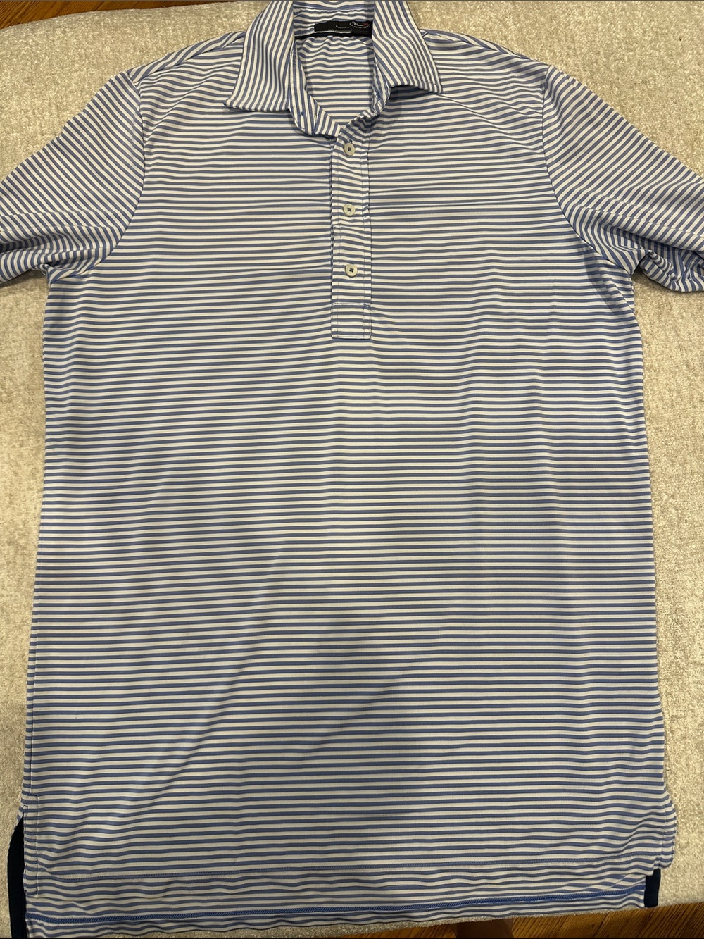 RLX Ralph Lauren Light Blue and White Striped Polo Shirt